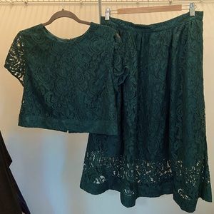 Jcrew two piece lace skirt and crop top